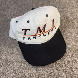 Vintage TMI Panthers Snap Back Baseball Hat White Black One Size Very Clean